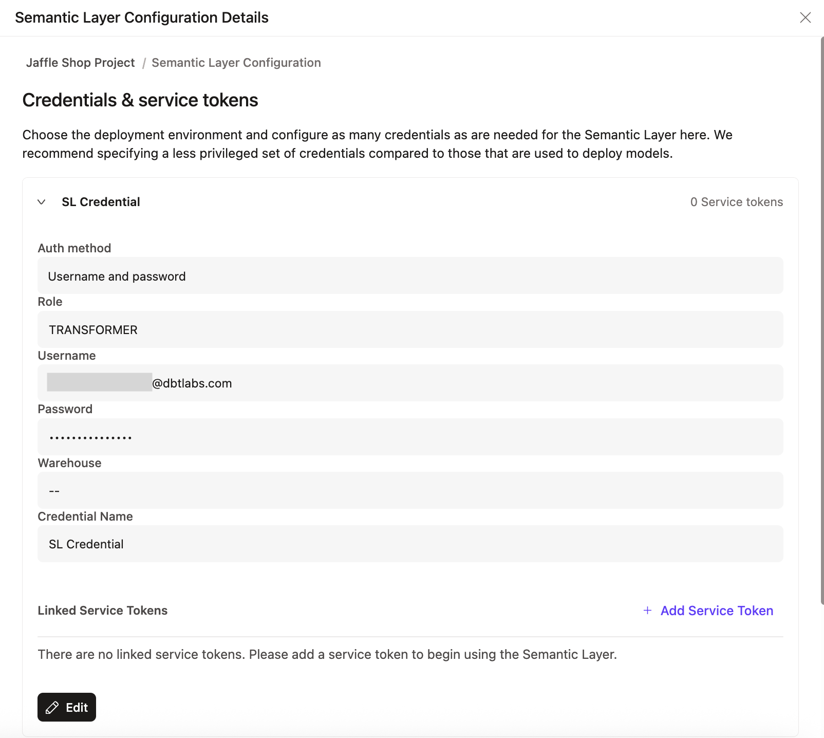 If you don’t have access to create service tokens, you can create a credential and contact your admin to create one for you.