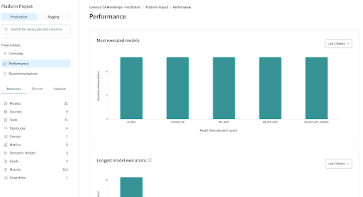 dbt Catalog's Performance tab